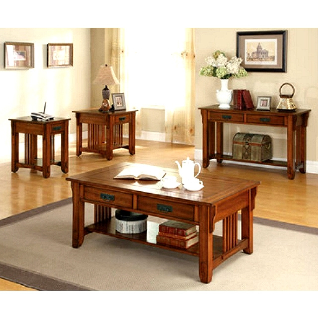 Oak Hardwood Mission Style Sofa Table